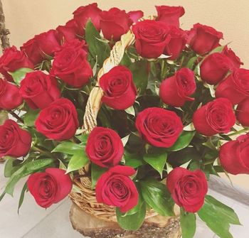 51 красная роза в корзине ,Эквадор, 60см